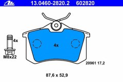 Колодки тормозные дисковые, комплект для SKODA FABIA II (542) 1.2 2006-2014, код двигателя BBM,CHFA, V см3 1198, кВт 44, л.с. 60, бензин, Ate 13046028202